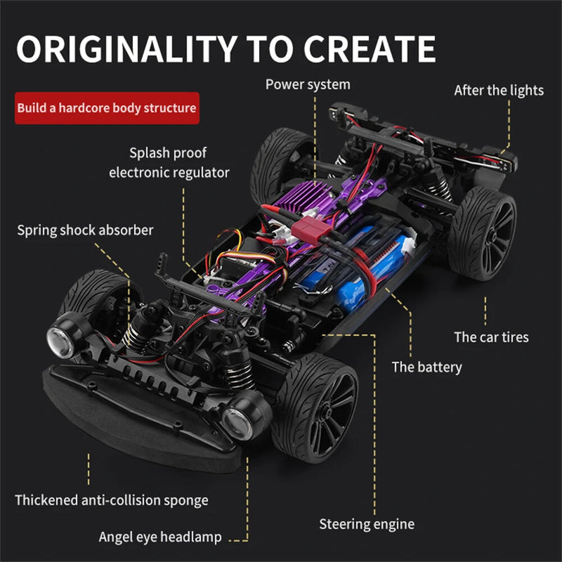 JJRC Q142 RTR 1/14 2.4G 4WD Drift RC Car Retro LED Light High Speed Full Proportional Flat On-Road Classic Vehicles Models Toys