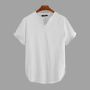 Linen Men's Short Sleeve Summer Cool Comfortable Shirt Tee Loose Tops Outdoor Hiking Holiday