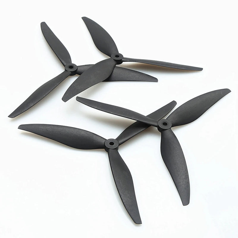 2 Pairs /4 Pairs 7040 8040 9045 3-Blade 5mm Shaft Black Fiberglass Nylon Propeller for 7 Inch 8 Inch 9 Inch FPV RC Racing Drone