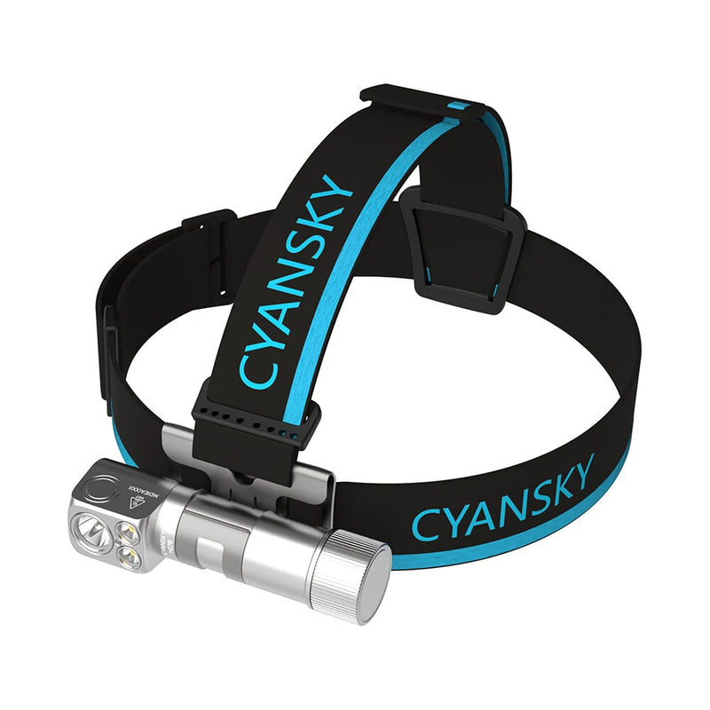 Cyansky HS7R 2800 Lumens Powerful  2 in 1 LED Flashlight Headlamp Spotlight and Floodlight Headlight Rechargeable Head Light Torch For Camping Fishing