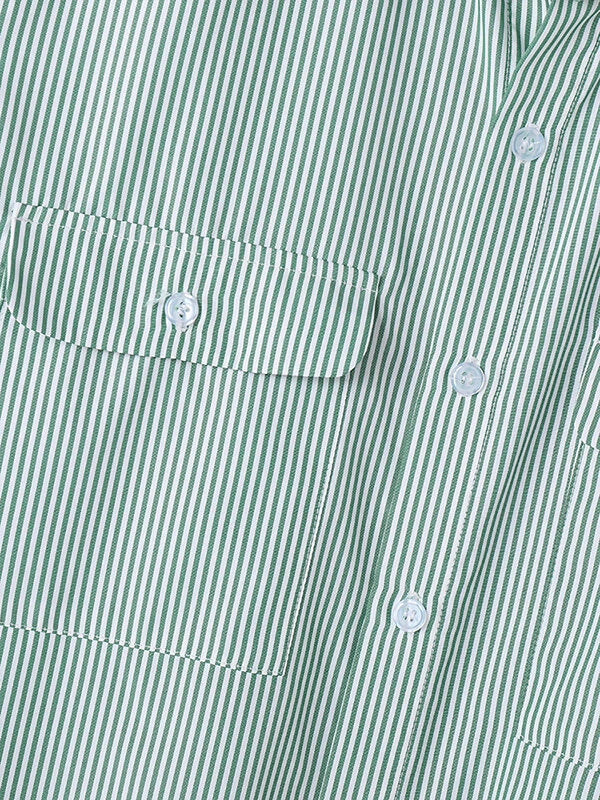 INCERUN Mes Daily Casual Striped Shirt with Double Breast Pocket