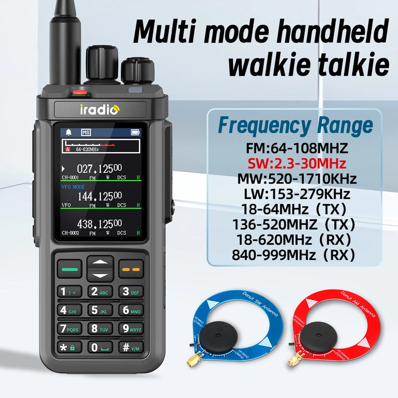 Iradio UV-98 PLUS GPS Version 10W Walkie Talkie APRS Multi Band Radio 2.4 Inch Screen Cross Band Repeater 1024 Channels Type-C Charging CB SSB HF FM SW MW LW Walkie Talkie