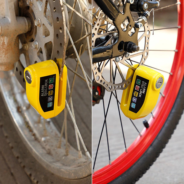 Bike Loud Warning Lock Security Alarm Protection Waterproof Large Capacity Battery Aluminum Alloy Wheel Lock for Motorcycle  Scooter