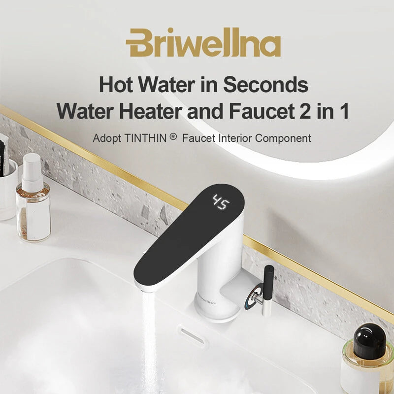 3200W Instant Electric Water Heater Faucet IPX4 Waterproof Lever-Adjustable Temperature Control EU Plug for Kitchen Bathroom Rapid Heating