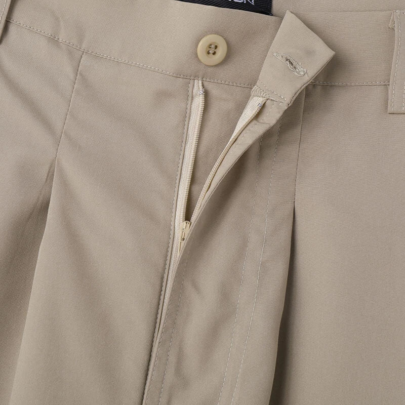 INCERUN Men Casual Baggy Pants Simple Solid Color Button Front Wide Leg Trousers for Men Large Size S-5XL