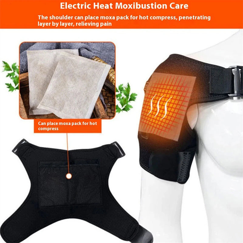 IPRee Portable Shoulder Support Heat Pad Adjustable 3-Level Settings Heating Electric Shoulder Wrap Heating Shoulder Support Belt for Men Women