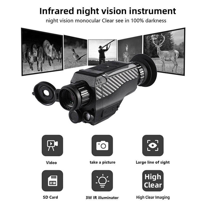 Night Vision Monocular 4-32X Zoom Infrared Telescope Digital Night Vision Scope with 1.5" TFT Screen for Hunting Wildlife Observation Camping Camera