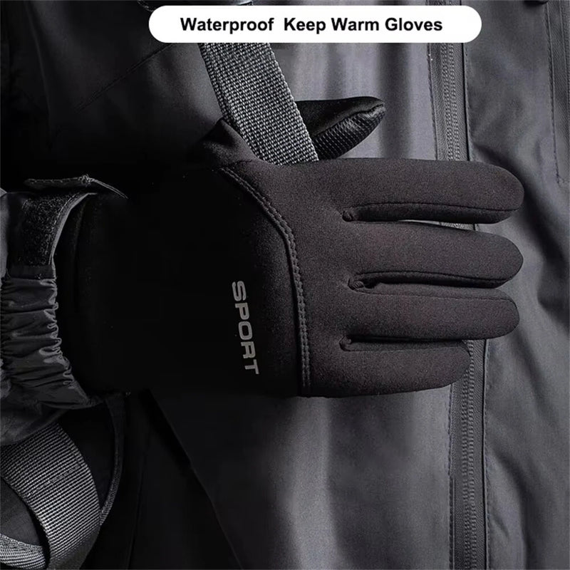 XANES Winter Outdoor Sports Cycling Gloves Windproof Waterproof Fleece Cold-Proof Ski Finger Touchscreen Non-Slip Motorcycle Gloves