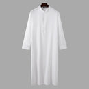 INCERUN Men Jubba Thobe Solid Color Long Sleeve Fashion Thin Robes Kaftan Stand Collar Islamic Arabic Men Caftan S-5XL