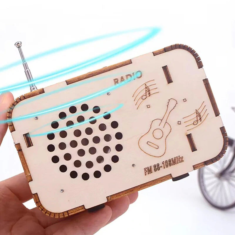 Small Science Technology Mini Wooden DIY Radio Models Handmade Homemade Assembly Puzzles Color Crafts