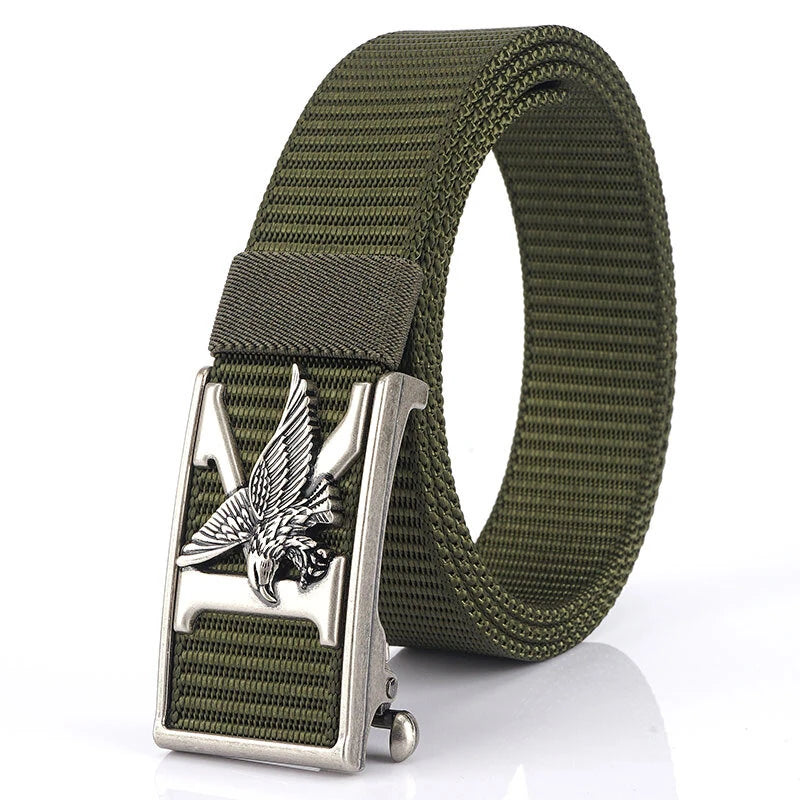 ENNIU 125cm Men's Tactical Nylon Belt Adjustable Luxury Eagle Metal Automatic Buckle Canvas Belts Casual Sports Belts