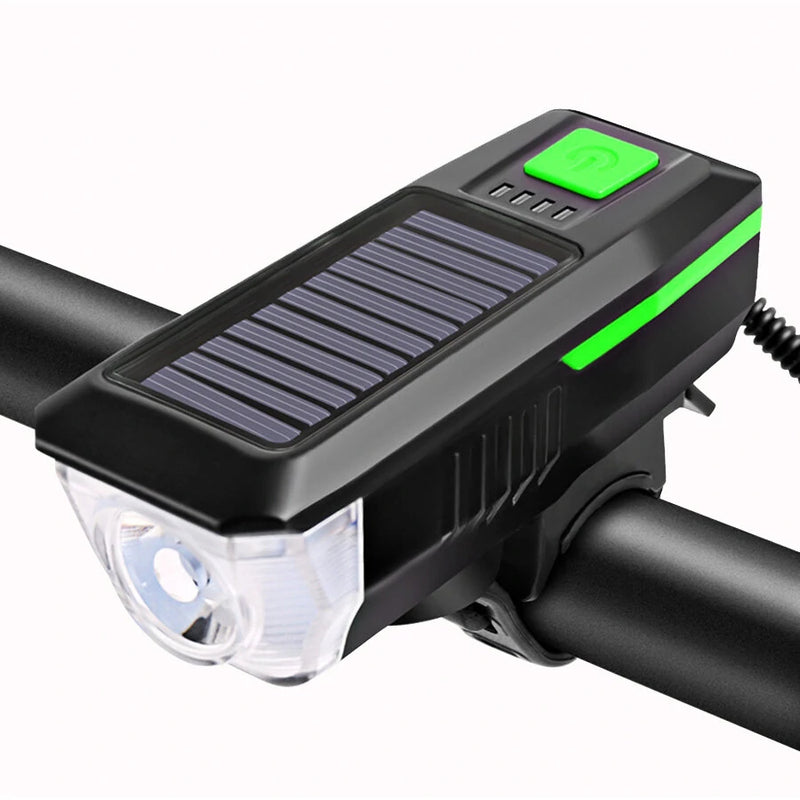 Bicycle Light Solar USB Rechargeable Bike Headlight Taillight Set MTB Bike Front Light Horn Cycling Lamp Accessories