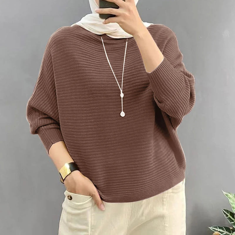 ZANZEA Daily Style Women Knitted Long Sleeve Crew Neck  T-shirt Casual Solid Loose Work Tops