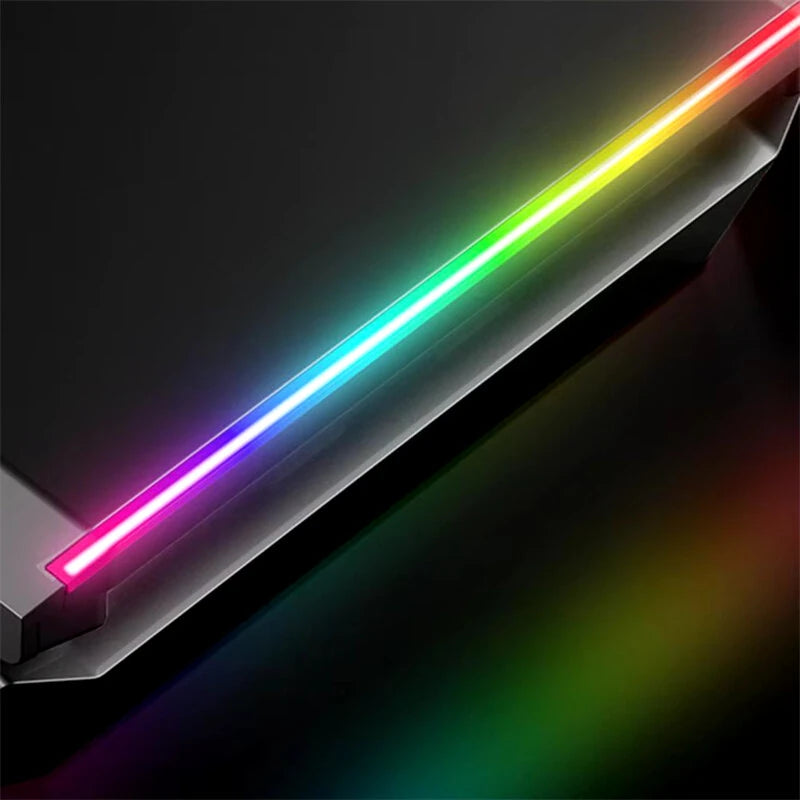 T1 Laptop Monitor Stand Riser RGB Support with USB3.0+3USB2.0 Mobile Phone Holder Drawer Storage Box Heightening Bracket for PC Laptop
