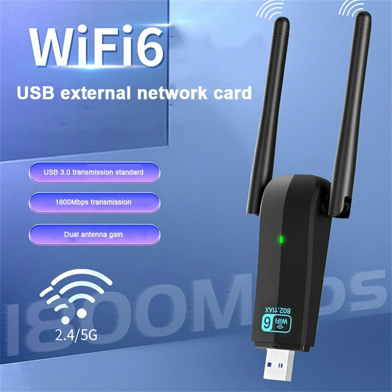 WiFi 6 USB Adapter Dual Band AX1800 2.4G/5GHz Wireless Wi-Fi Dongle Network Card USB 3.0 WiFi6 Adapter For Windows 7/10/11
