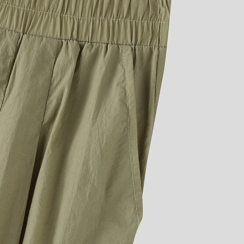 INCERUN Men Casual Wide Leg Pants Lightweight Solid Color Loose Fit Straight Wide-leg Trousers for Men, Plus Size S-5XL