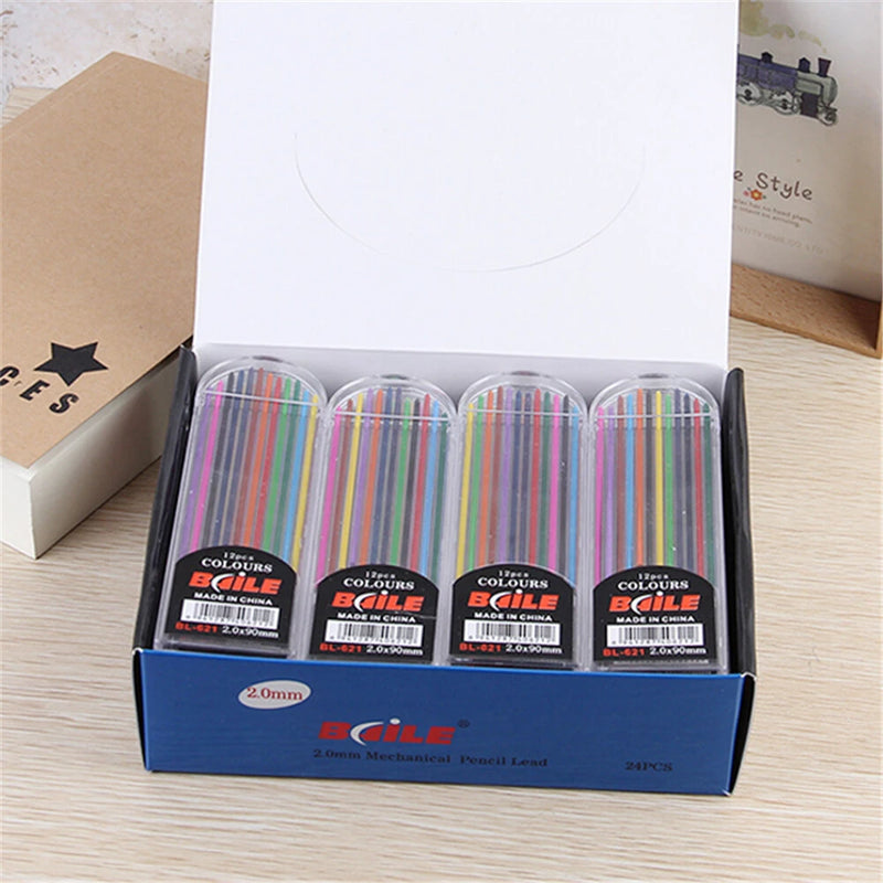 Baile BL-621 12Color Pen Refill Set 2.0 mm Color Lead Refill Resin Pencil Lead Painting Art Drafting DIY Drawing Writing For Mechanical Pencil