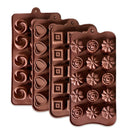 4PCS Food-Grade Silicone Material Chocolate Molds Set Rose Flower Heart Chocolate Mould Waffle Candy Ice Cube Jelly Handmade Soap Cake Decoration Baking Mold