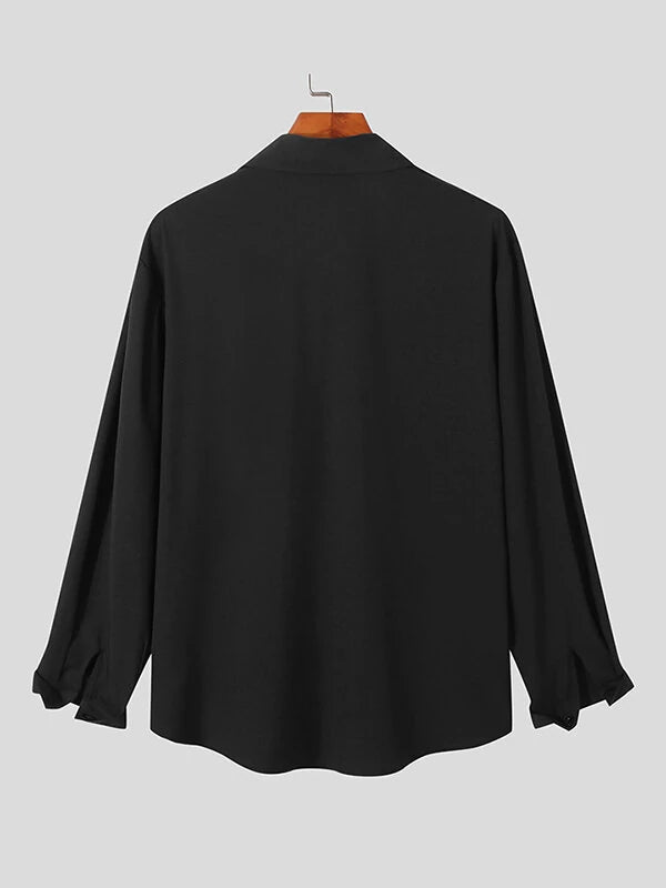 Mens Embroidered Fringe Long Sleeve Shirt