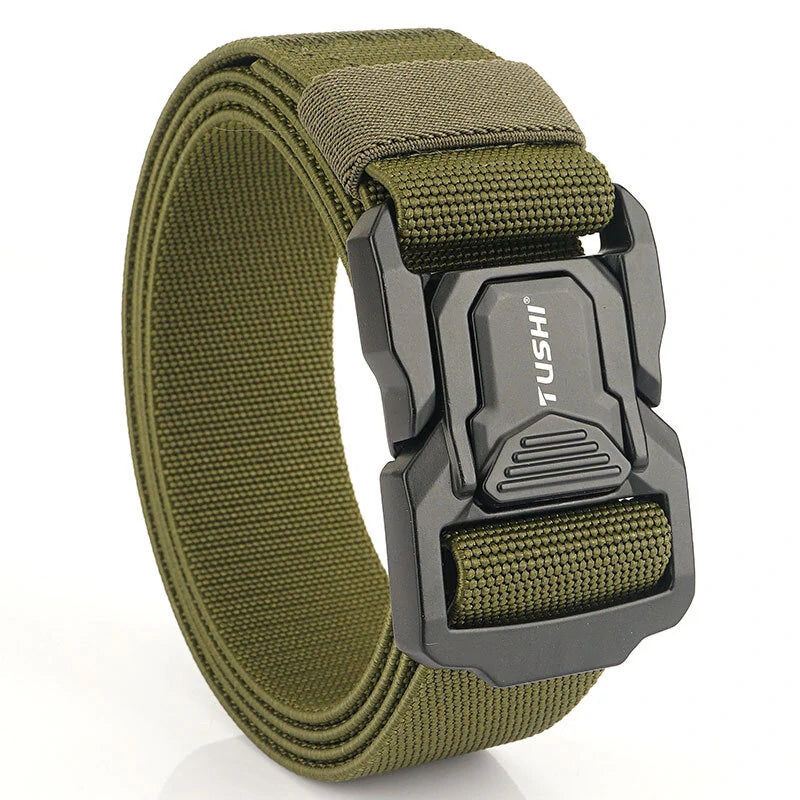 TUSHI Metal Quick Release Pluggable Buckle Tactical Belt Breathable Elastic Belt For Men Cowboy Outdoor Stretch Hunting Waistband