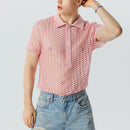 INCERUN Mens Shirts Solid Color Hollow Out Lapel Top Shirts Summer Cool Party Top Fashion Male Clothing