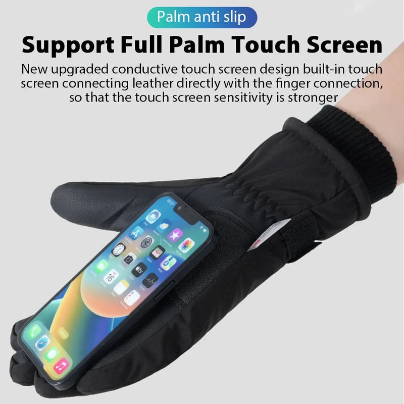 TENGOO Touch Screen Winter Gloves Waterproof Outdoor Sports Cycling Running Motorcycle Ski Fleece Gloves Non-slip Warm Full Fingers for 5-10 Cold Weather