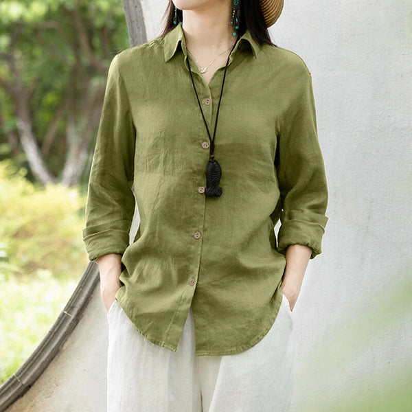 ZANZEA Women Comfortable Solid Color Blouse Fashion Long Sleeve O-Neck Shirt Casual Loose Basic Tops
