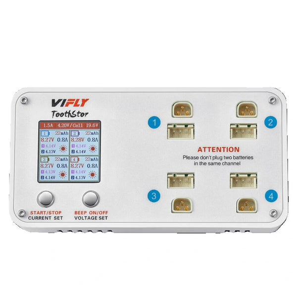 VIFLY ToothStor 4 Port 2S Balance Charger with Storage Mode for RC FPV Freestyle Cinewhoop Drone DIY Parts