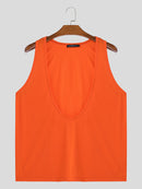 INCERUN Mens Fashion Solid Color U-shape Tank Top