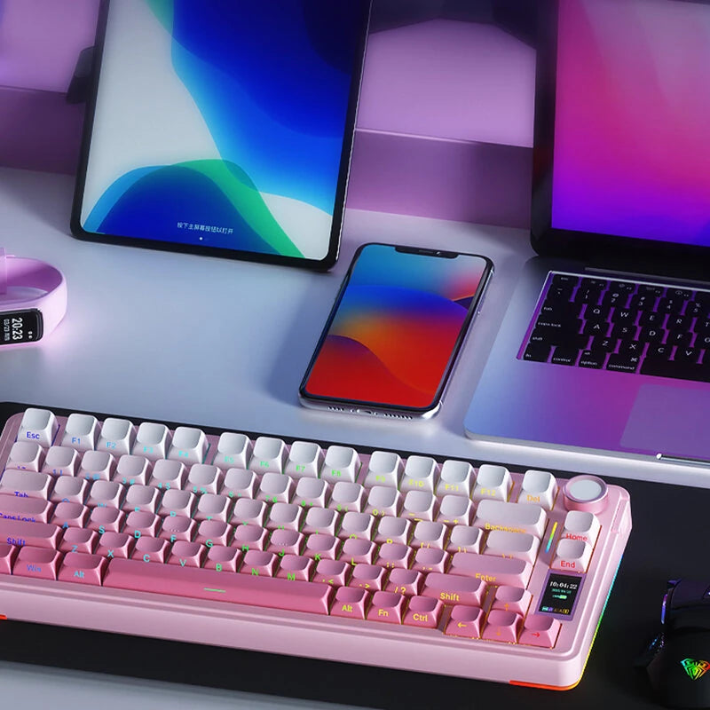 AULA S75 Pro Tri-mode Mechanical Keyboard with Display Screen 80 Keys 75% Layout Gasket Structure Hot Swappable RGB Backlit PBT Keycaps 4000mAh Gaming Keyboards