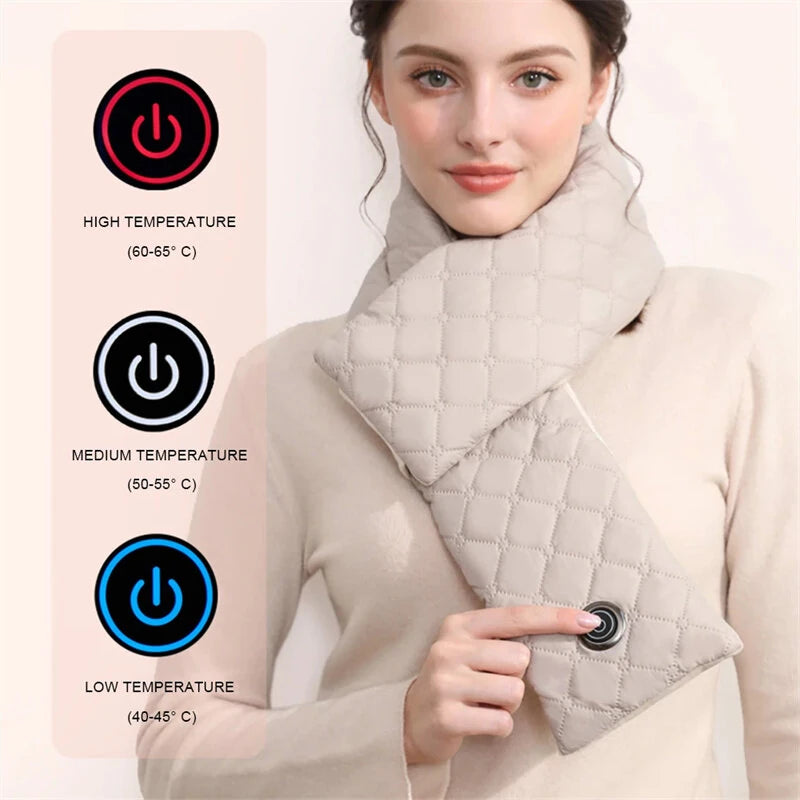 TENGOO Heating Scarf Waist Belly Warmer 3 Levels Control Warming Neck Scarf USB Powered Electric Heated Scarf Neck Wrap Warmer Neck Heating Pad for Women Men