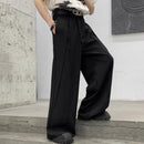 INCERUN Men Wide-leg Solid Color Casual Pants with Pockets Cropped Design Zipper Botton Trousers Plus Size
