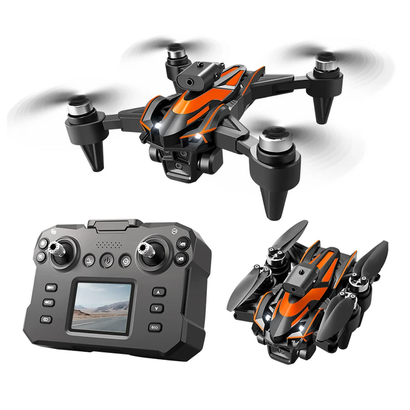 XKJ K12 MAX Three Camera WiFi FPV with LCD Screen Controller Servo Gimbal 360 Obstacle Avoidance Brushless Foldable RC Drone Quadcopter RTF