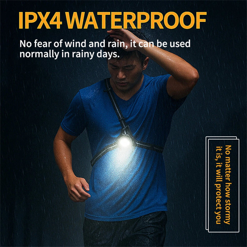 Night Running Lights for Runners LED Chest Lamps with Reflective Vest Gear and Rechargeable Battery Charging Lights