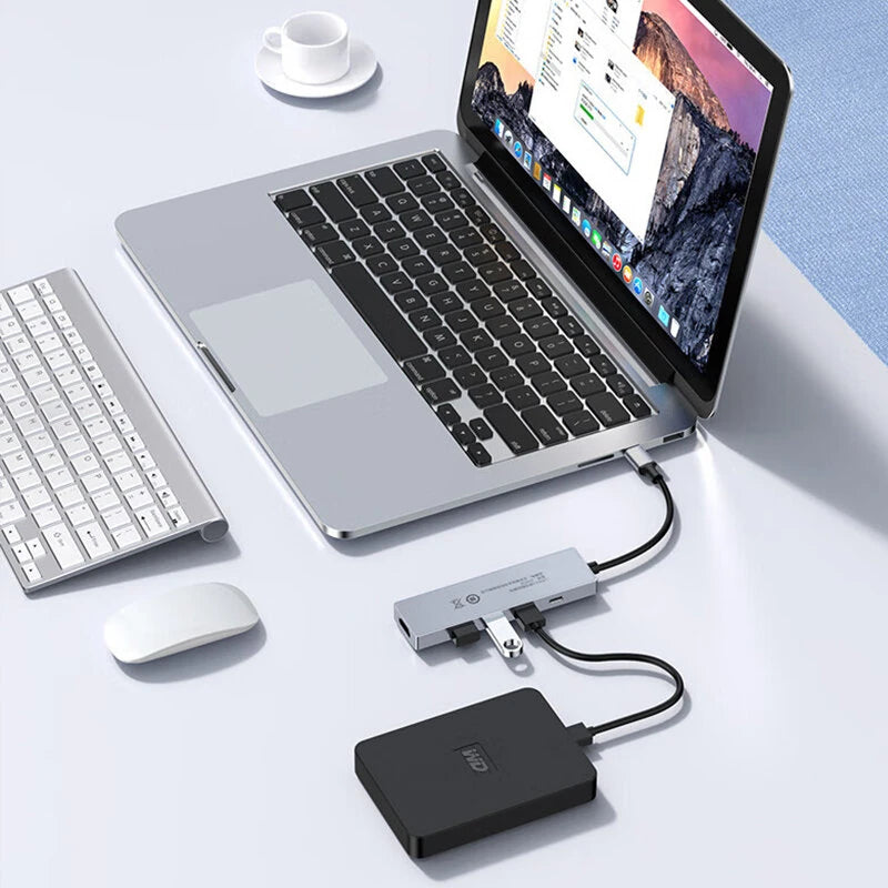 BIAZE 5-in-1 Type-C Docking Station with USB3.0 5Gbps Transmission  PD100W Type-C Fast Charging 4K@60Hz HD USB Hubs Splitter Adapter