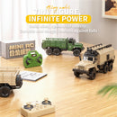 HJ2025-7D/8D RTR 1/64 2.4G RWD RC Car Mini Alloy Military Truck Three Speed LED Light Sound Support App Remote Control Simulation Transport Command Vehicles Models Toys