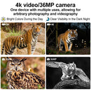 IPRee NV8360 4K 36MP Infrared Night Vision Binoculars 4500mAH Battery 8X Digital Zoom 500 Meters Darkness Goggles with Tactical Flashlight