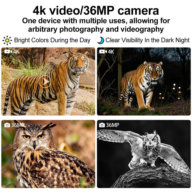 IPRee NV8360 4K 36MP Infrared Night Vision Binoculars 4500mAH Battery 8X Digital Zoom 500 Meters Darkness Goggles with Tactical Flashlight