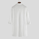 Men Solid Color Asymmetric Hem Long Sleeve Lapel Collar Shirt