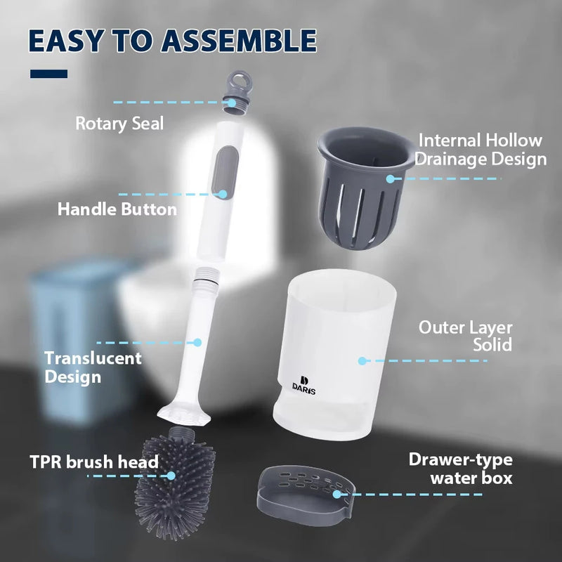 Silicone Plus Liquid Toilet Brush No Dead Corner Toilet Cleaning Brush Water Spray Soft Brush  Long Handle TPR Silicone Refillable Brush with Wall Mounted Bathroom Cleaning