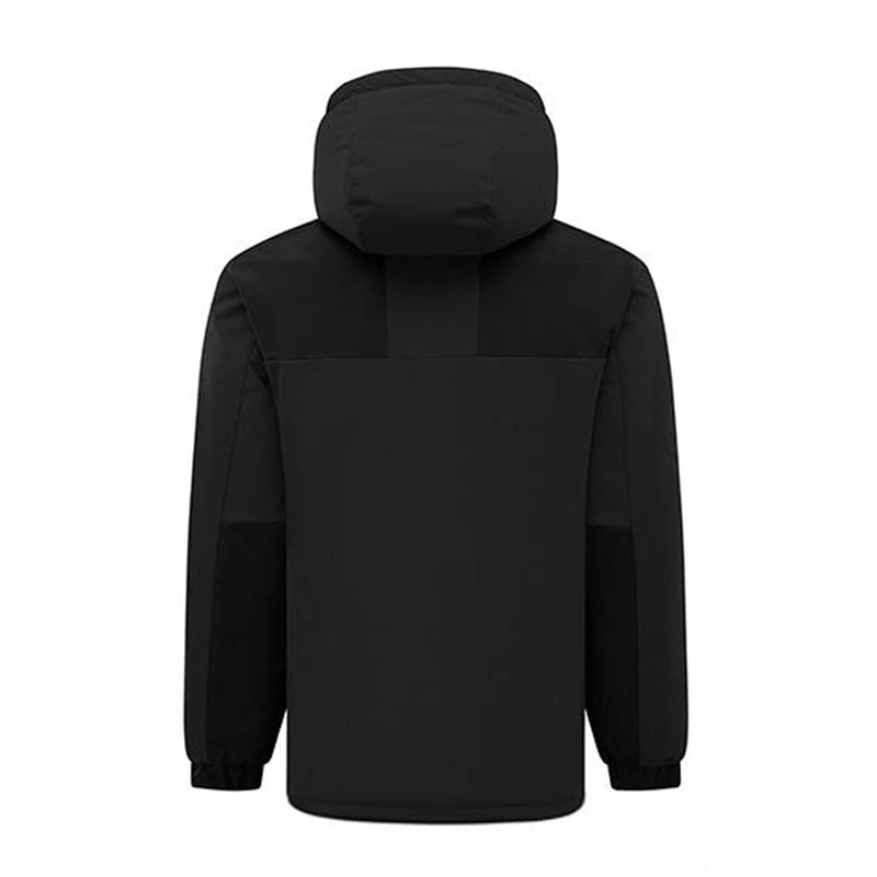 TENGOO HJ-04B 4 Heating Areas Jacket Windbreaker Unisex 3-Gear Thermal High Neck Hooded Coat Windproof Comfy Outerwear for Winter Hiking Outdoor Sport