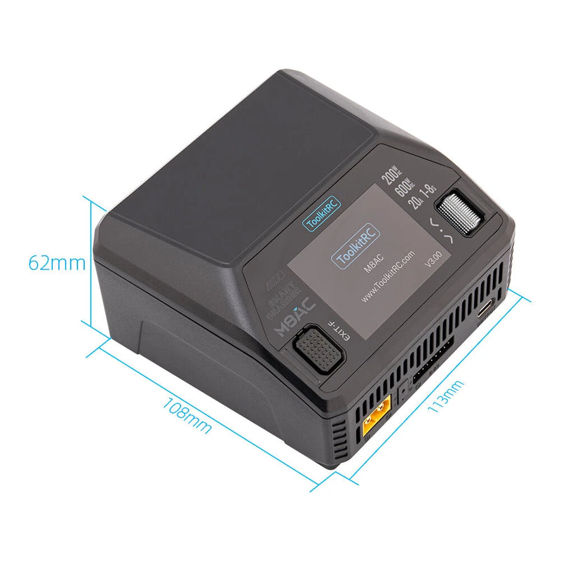 ToolkitRC M8AC AC 200W DC 600W 65W  IPS 2.4 Inch LCD Screen Chargerfor 1-8S LiPo LiHV LiFe Lilon LTO 1-12S Pb 1-20S NiMH Battery