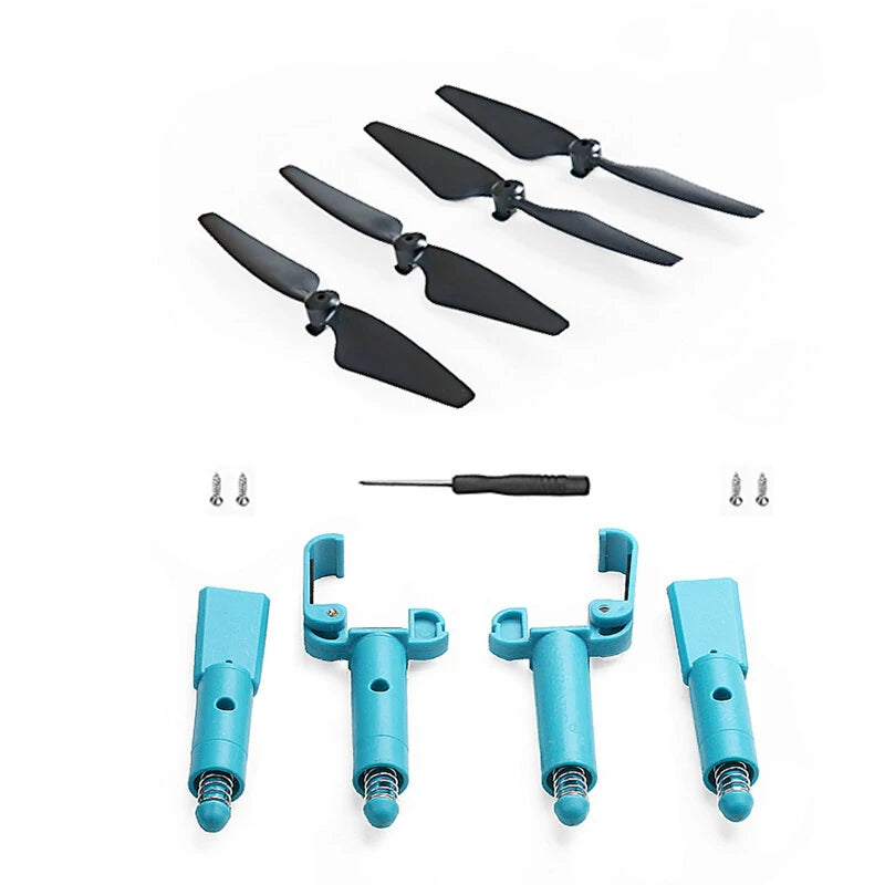Spring Heightened Extended Landing Gear Skid Shock Absorber Leg Tripod with Propeller Props Blade Set for SJRC F22 / F22S 4K PRO RC Drone Quadcopter