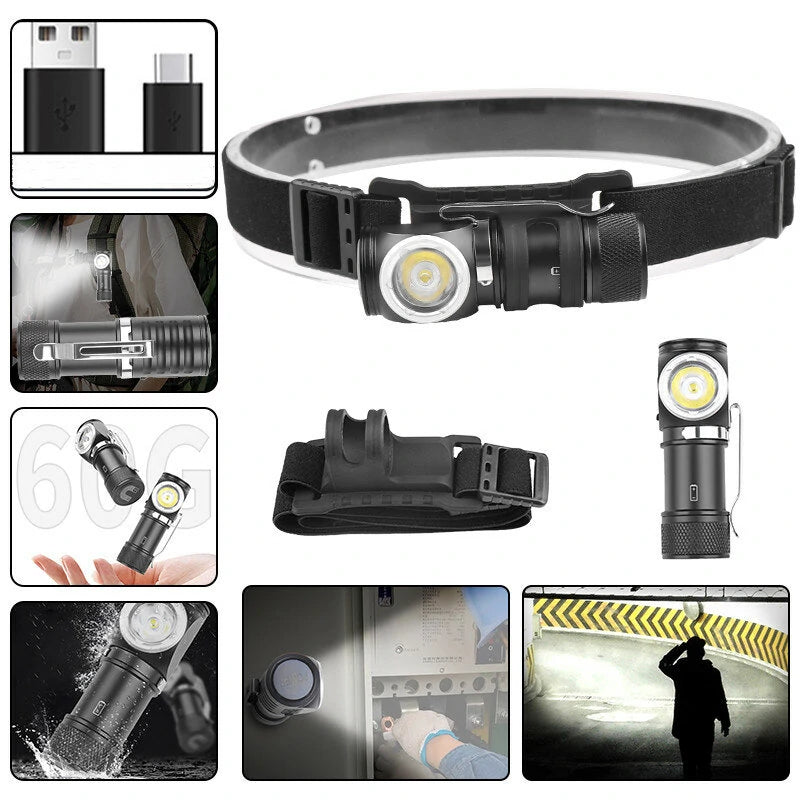 P8 LED 600LM Mini Flashlight Built-in Battery Type-C Charging Portable Strong Light Multi-Function With Magnet Pen Clamp Head Light