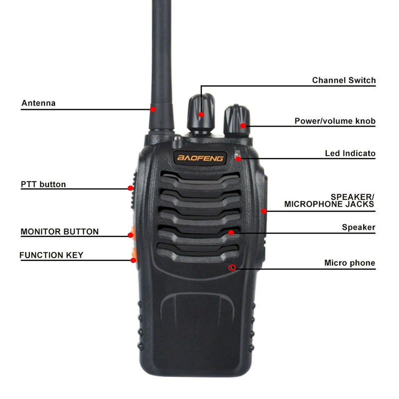 Baofeng BF-888H 5W Walkie Talkie UHF 400-470Mhz 16 Channels 1500mAh Portable Handheld Transceiver