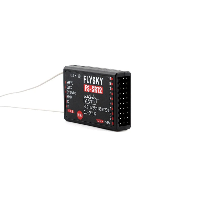 Flysky FS-SR12 2.4GHz 12CH Receiver Dual Antenna for Fixed Wing RC Car Boat Robot Model