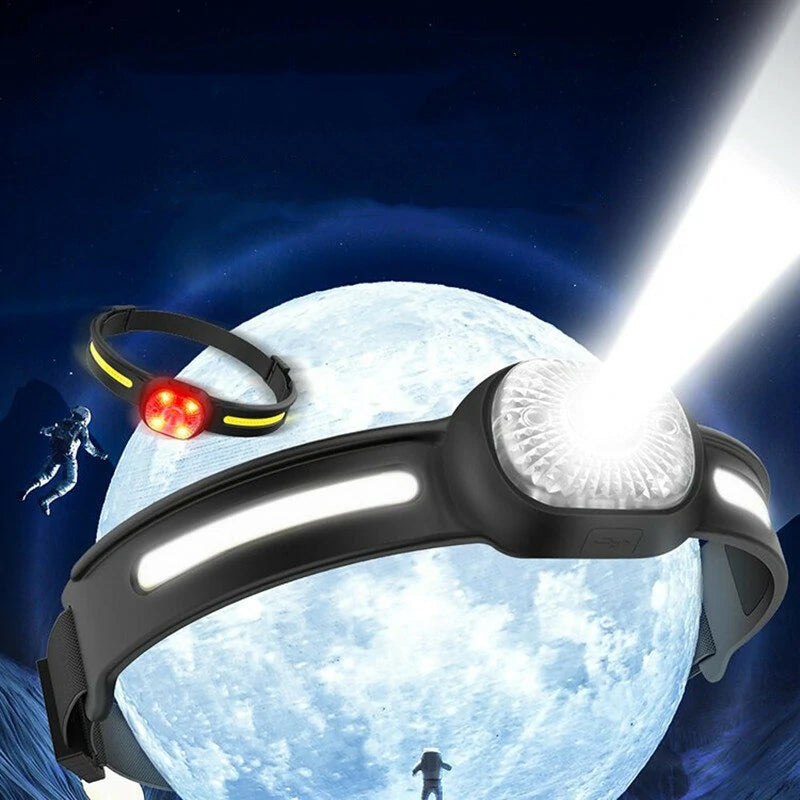 600 Lumens XPG+COB LED Headlamps USB Rechargeable  Headlight With Safety Light Waterproof Portable Head Lamp For Cycling Fishing Working Searching