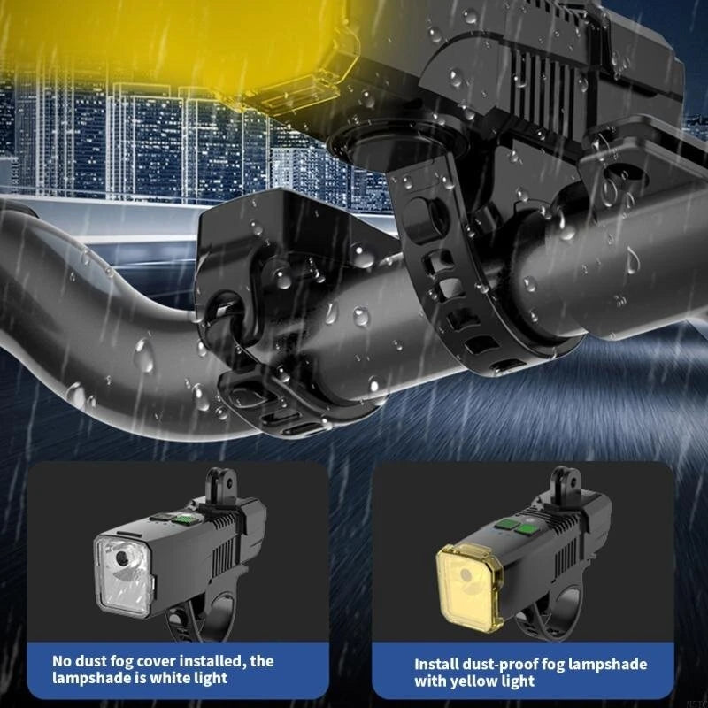 BIKIGHT B4 120dB Tweeter Anti-Fog Bicycle Headlight Smart Light Sensing Digital Display Wireless Remote Control Bike Light for Night Cycling