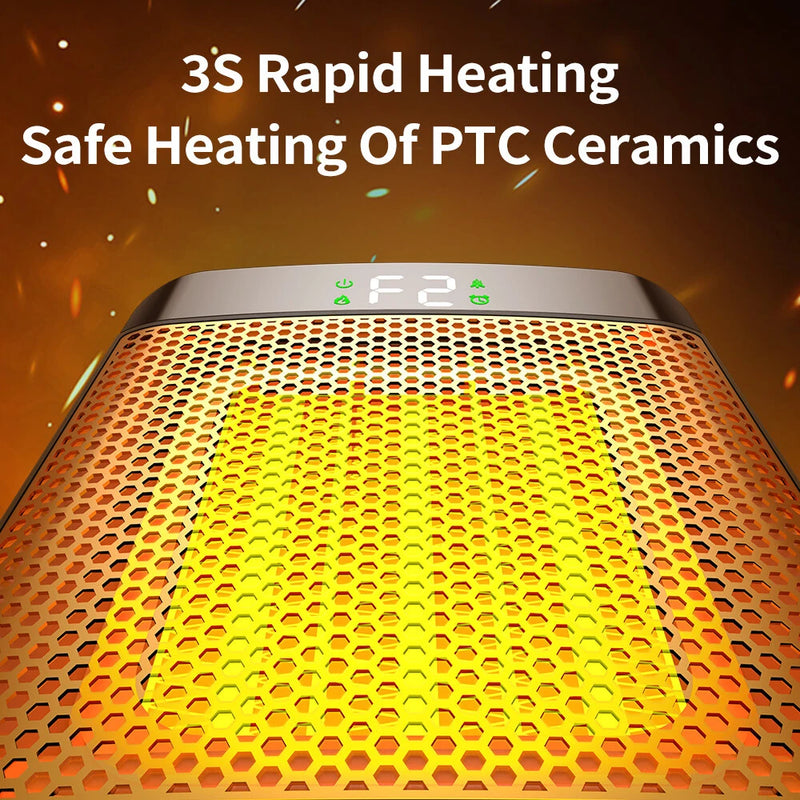 1500W 3D Dynamic Flame Heater PTC Rapid Heating Heater 2 Gear Hot Wind Ambient Light 4 Gears Timing Function for Home Office