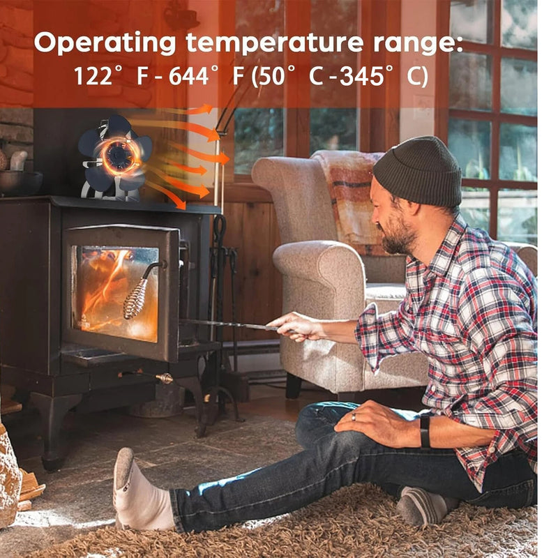 Energy Saving Fireplace Fan 5 Blade Fireplace Quiet Safe Heat Powered Stove Fan No Electricity Log Wood Burner Eco Friendly Fan-DY575J